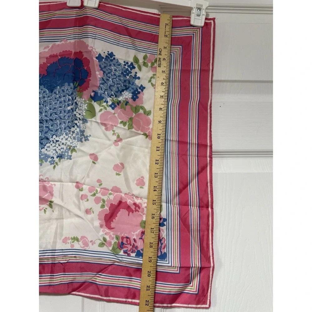 Vintage‎ Morsly NY Pink Blue Hydrangea Floral Roses Acetate Scarf Product Japan